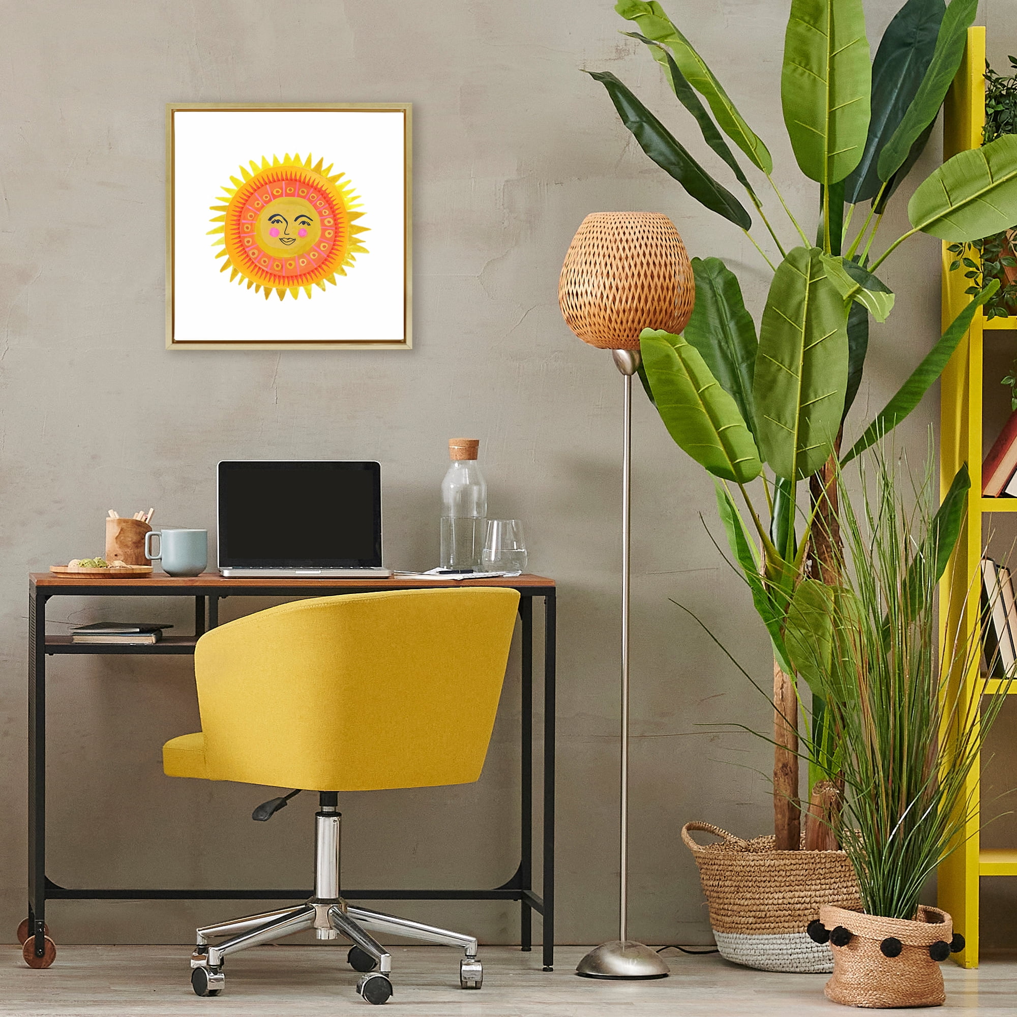 Stupell Industries Eccentric Bohemian Sun Gold Framed Floater Canvas Wall Art, design by Katherine Herrell Studio