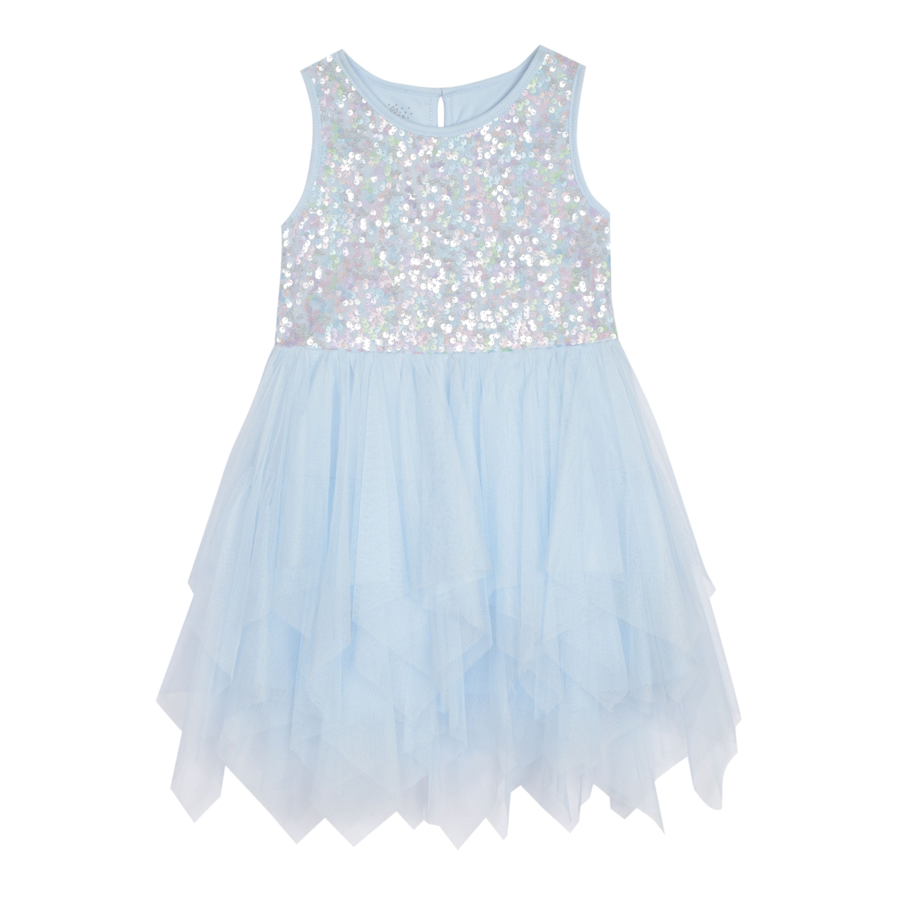 Sequin Top Handkerchief Hem Dress (Little Girls)