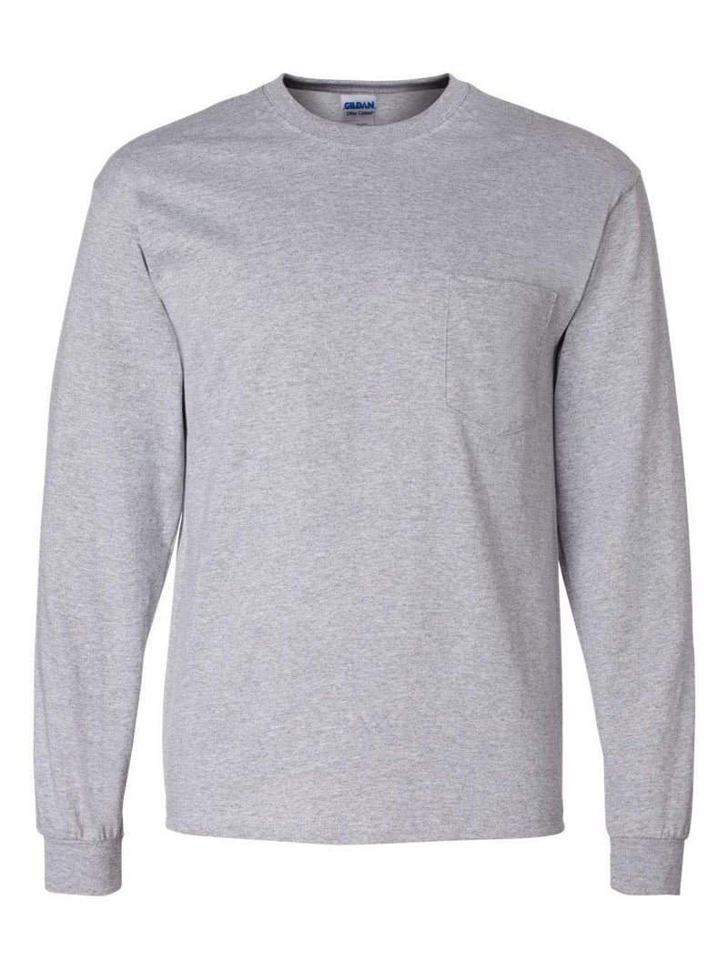 【ANGLAN】24SS★ [AG] Pocket Long Sleeve Gildan Ultra Cotton Long Sleeve Pocket T-Shirt, Sport Grey