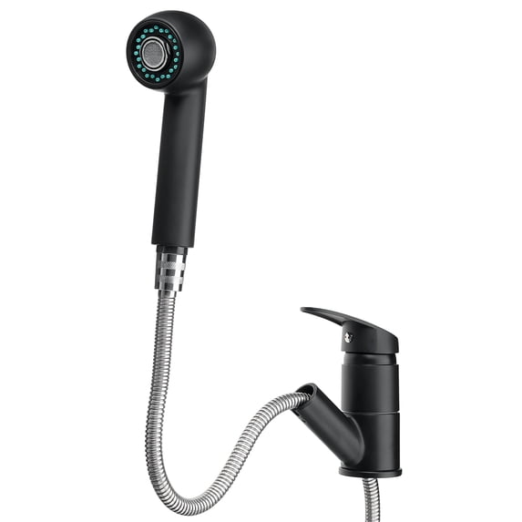 Stoneway Pull-Out Spray Kitchen Faucet Swivel Spout Sink Single Handle Mixer Tap,Black