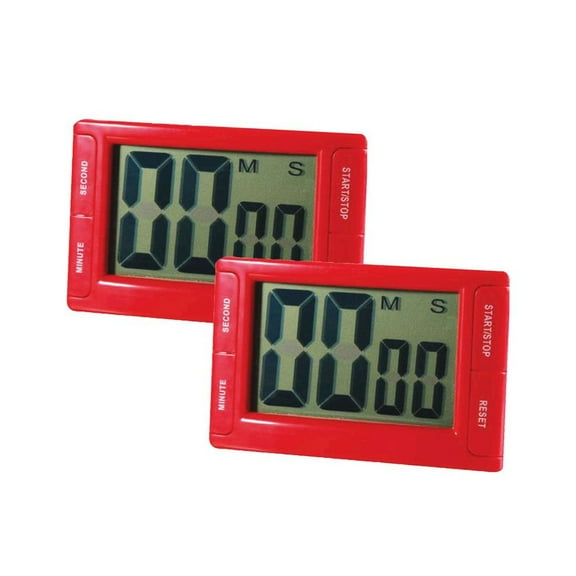 Ashley Productions Big Red Digital Timer 3.75" x 2.5" with Magnetic Backing and Stand, Pack of 2