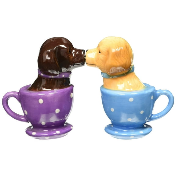 Pacific Trading Labrador Retriever Teacup Magnetic Salt & Pepper Shakers They Kiss! Attractives, 3 1/2'' Tall