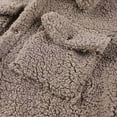 thumbnail image 6 of Wrtxtat Fuzzy Sherpa Jackets for Men Fashion Wool Full Button Outerwear with Pockets Relaxed Fit Collared Solid Color Coats Khaki S, 6 of 8
