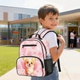 thumbnail image 4 of Jeiento Cute Corgi 13.5 Inch Toddler Backpack, Polyester Preschool School Bag with Front Zipper Pockets, Lightweight Bookbag for Boys Girls Daycare Outdoor Activities, Pink, 4 of 7