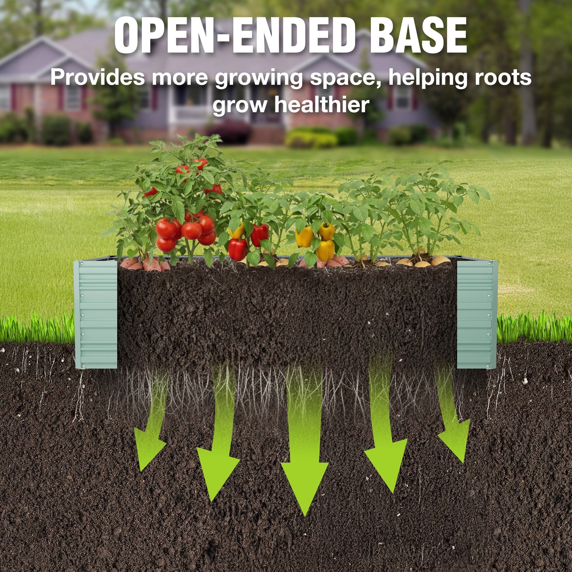 WORKPRO Galvanized Raised Garden Bed, 7.5 x 4 x 2 ft Outdoor Garden Planter Box for Vegetables, Flowers and Herbs, Green