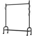 thumbnail image 1 of Elegant Rolling Garment Rack, Double Rods Portable Garment Rack with Wheels Wardrobe Rack, Space-Saving Storage Solution for Your Home (White), 1 of 5