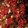 thumbnail image 3 of Zukuco 20 Pieces Red Glittered Artificial Leaf Spray Picks 12" Tall for Christmas Winter Wedding Wreath Tree Floral Arrangment Vase Bouquets Table Centerpieces Decoration, 3 of 7