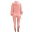 thumbnail image 3 of Casual Drawstring Pantsuits Two-piece Set, Pocket Hoodies Tops & Loose Long Sweatpants Set, Women's Clothing, 3 of 7