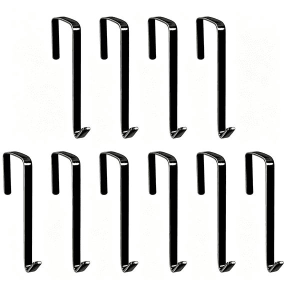 ACDANC 10Pcs over the Door Hook,Sturdy Single Metal over Door Hanger Electroplate Metal Hook for Hanging,Towels,Clothes,Bags,Cubicle,Bathroom Use(Black)