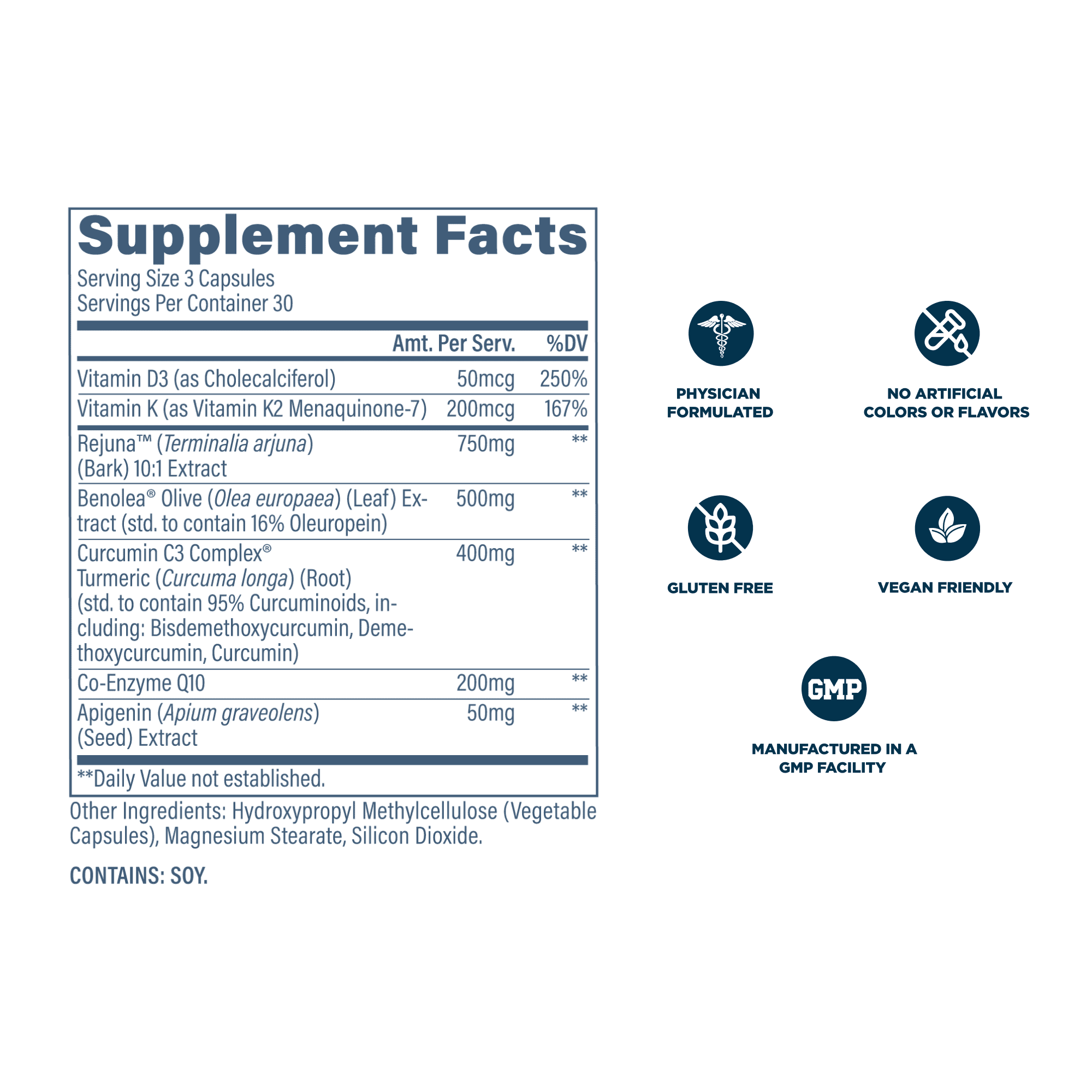 Revive MD Heart Support Dietary Supplement Capsules, 60 Capsules