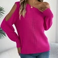 thumbnail image 5 of Fiaer Womens Sweater Cold Shoulder Hollow out Knitted Pullover Long Sleeve Loose Fit Casual Fashion Warm Tops Hot Pink S, 5 of 6
