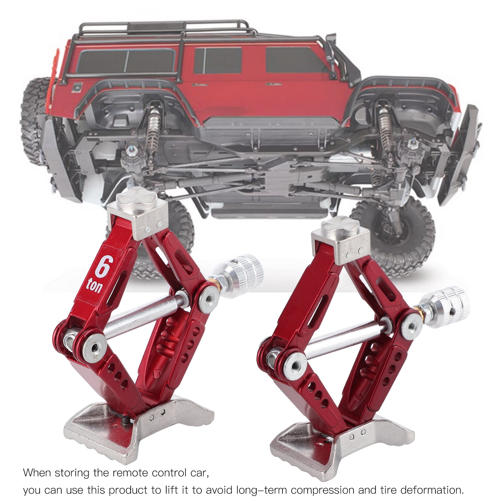 Jack Stands, 2Pcs Metal Universal Adjustable Lifting Jack Accessory for 1/10 RC Car Red,Alleviate Jack Hoisting Sinkage,