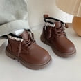thumbnail image 5 of Kids Winter Boots Girls Snow Boots Cold Weather Ankle Boots Side Zipper Lace Up Non Slip Sole Comfortable Faux Leather Cute Casual Shoes For Little Big Girls, 5 of 6