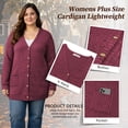 thumbnail image 3 of TEMOFON Cardigan for Women Plus Size Buttons Down with Pocket Long Sleeve Ladies Cardigan Lightweight Knit Fall Winter Clothes 3XL, 3 of 6