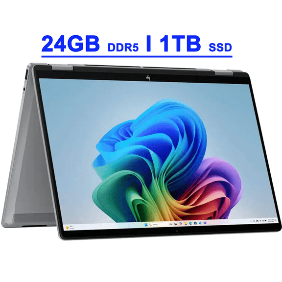 HP OmniBook X Flip Premium 2-in-1 Laptop 14" WUXGA IPS Touch (400nits) AMD 8-core Ryzen AI 7 350 (Up to 50 TOPS) 24GB DDR5 1TB SSD Backlit Wi-Fi6E 5MP IR Privacy Camera Poly Studio Win11 Copilot  AI