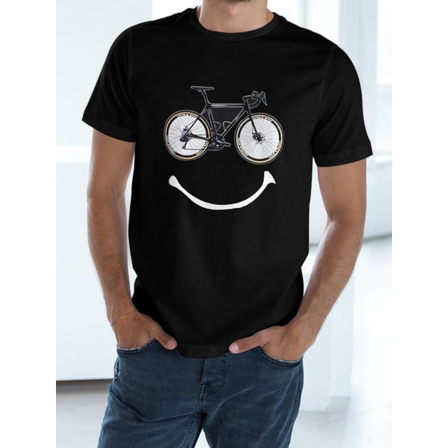 Playera Para Hombre - Ilustracion Falso Con Patron T-shirtMen's Summer Comfy T-shirt, Stylish Bicycle Print Short Sleeve , Trendy Casual Top For Daily Life Tee For Adult, Men, Women, Teen, Teenager,
