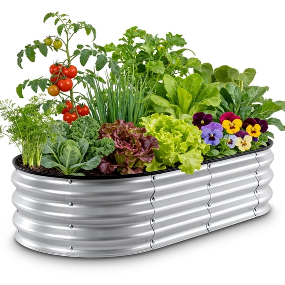 Tufmunb Raised Garden Bed, Galvanized Raised Metal Planter Boxes Outdoor for Vegetables, Fruits and Flowers, 4x2x1FT