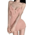 thumbnail image 2 of Women Lace Nightgown Sleepwear Chemise V-Neck Cute Loungewear Nightshirt Mini Dress Ladies Pajama Dress Rose Gold One Size, 2 of 2