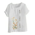 thumbnail image 4 of IROINNID Women's Summer Buttons Oversize Casual Round-Neck Short Sleeve Floral Printing Loose Shirt Tops, 4 of 5