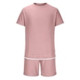 thumbnail image 6 of Ohufall Outfits for Men 2 Pieces Set Fashion Solid Casual Round Neck Tee Shirts with Shorts Summer Loose Brethable Outdoor Sport Sets, 6 of 8
