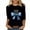 #002-Black, variant on Craaazy Hanukkah Shirts for Women Athletic Casual Menorah Printed Round Neck 3/4 Sleeve T-shirts Gifts