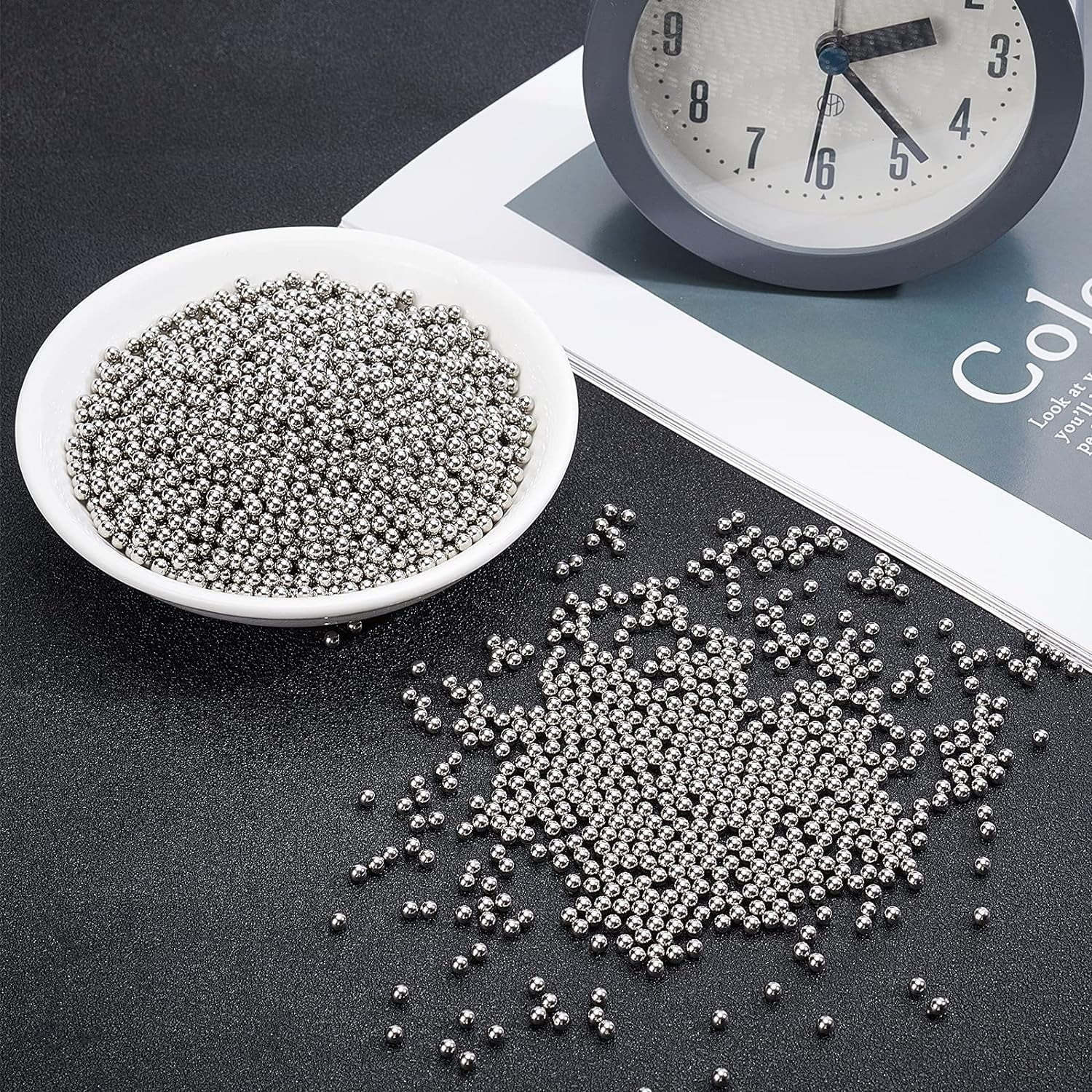 5500Pcs Stainless Steel Polished Beads 3mm Round Tumbling Media Pins Burnishing Media Shot for Rust Removal Rough Polishing Precsion Polishing Jewelry Polishing DIY Stainless Steel Color