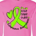 thumbnail image 4 of Inktastic Love, Care, Cure Lymphoma Awareness Lime Green Ribbon Hearts Long Sleeve T-Shirt, 4 of 5