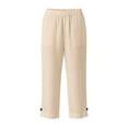 thumbnail image 6 of LIaqionyy Girls Cotton Linen Capri Pants Elastic Waist Casual Loose Summer Vacation Cropped Pant with Pockets, 6 of 7