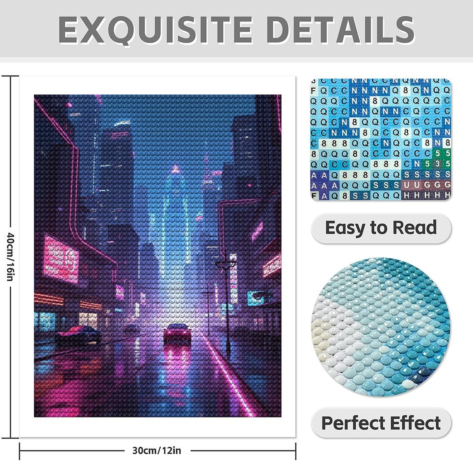 Diamond Art Kits for Adults - Cool Cyberpunk Cityscape Print No.83 5D Frameless Dimond Painting Kit for Adults Beginner, Round Diamond Kits for Home Wall Decor, Gift for Women