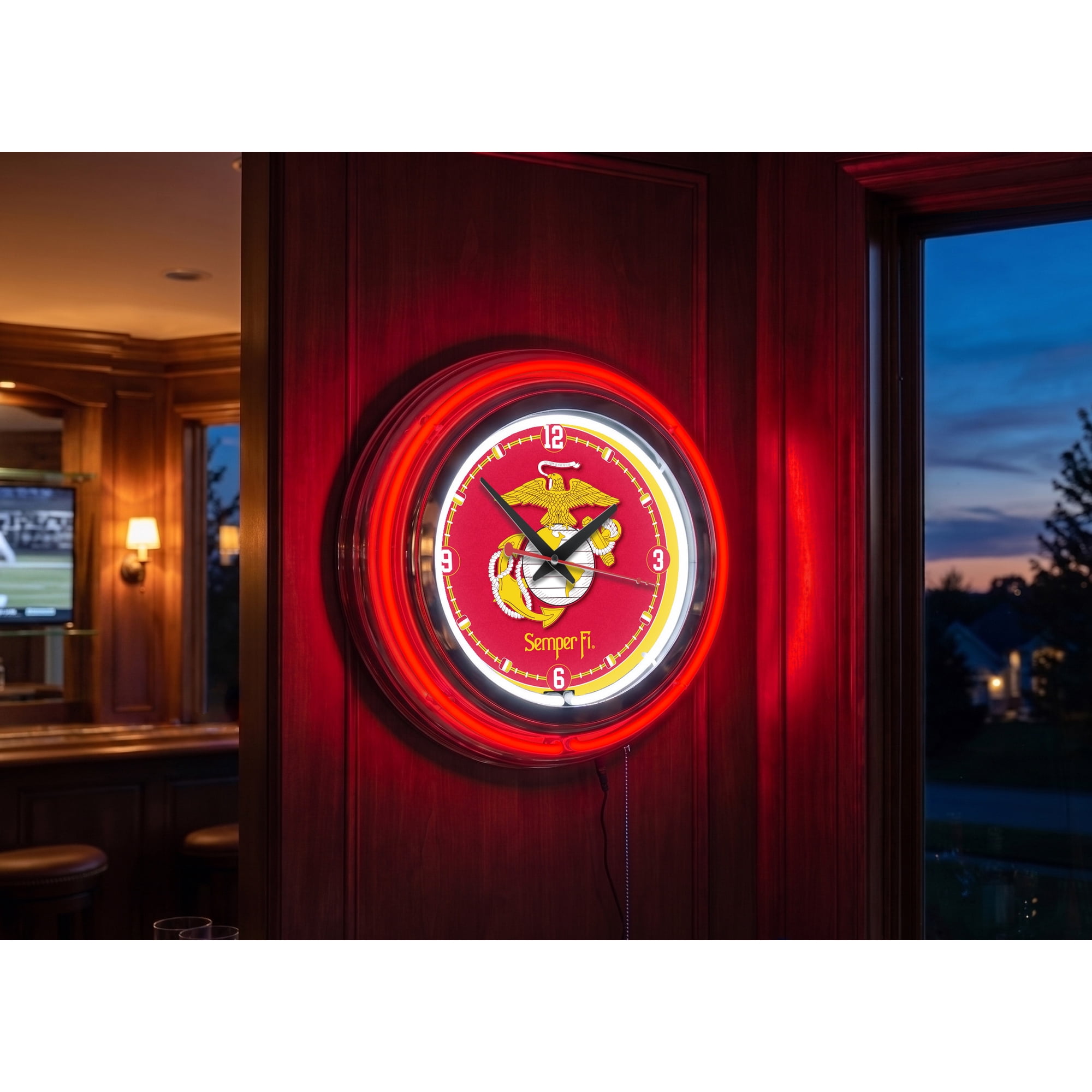 United States Marine Corps (Red/Yellow) 15 Double Neon Wall Clock