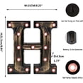 thumbnail image 3 of Pooqla Golden Black Led Marquee Letter H– Industrial, Vintage Style Light Up for Cafe Wedding Birthday Christmas Lamp Home Bar Decor, 3 of 3