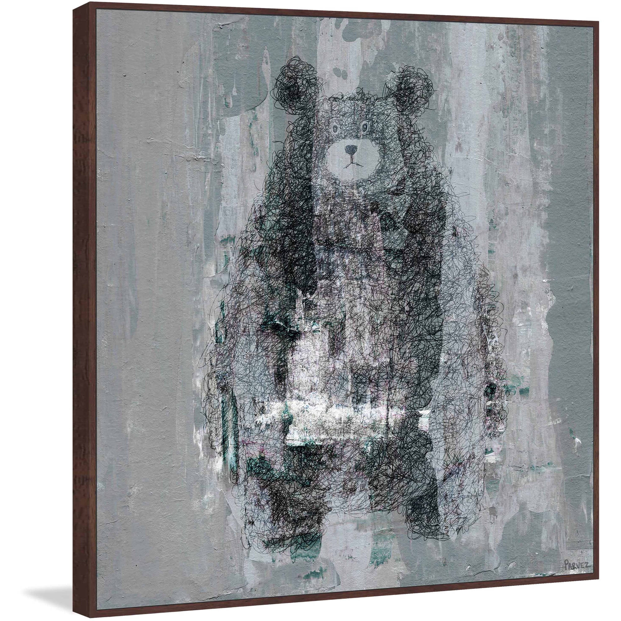 "Bear Confusion" Floater Framed Painting Print on Canvas