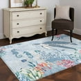 thumbnail image 3 of Sea Turtle Area Rugs 3x5 ft Watercolor Seaweed Fish Coral Seahorse Blue Letter Texture Washable Rug Non Slip Indoor Carpet Absorbent Floor Mat for Living Room Bedroom Dining Room, 3 of 9