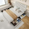 thumbnail image 4 of Ataucjin Full Size Bed Frame with 4 Storage Drawers,Upholstered Platform Bed Frame with Adjustable Headboard,Diamond Stitched Button Tufted,Wood Slats Support,No Box Spring Needed,Easy Assembly, 4 of 9