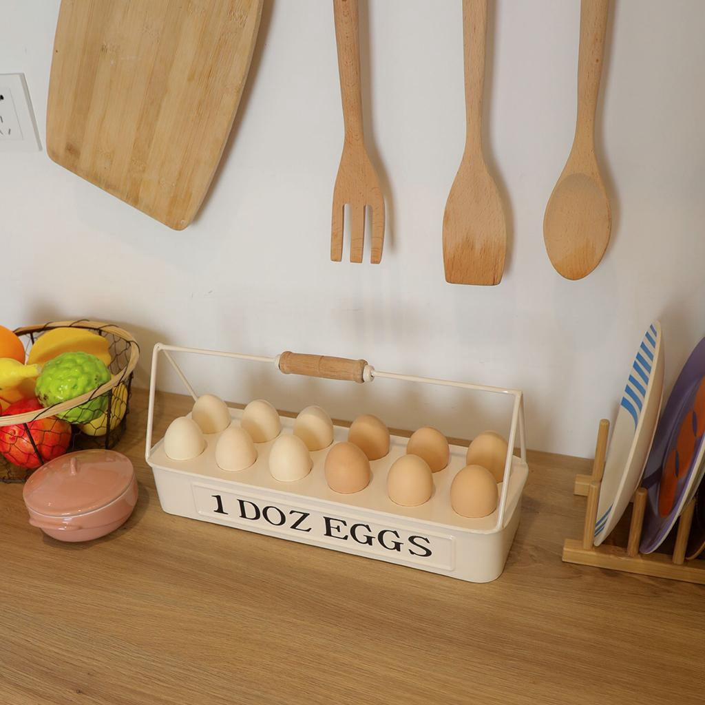 Household Egg Tray Holds 12 Carrier Box Container Rack Dispenser for Fridge Countertop Display Storage White