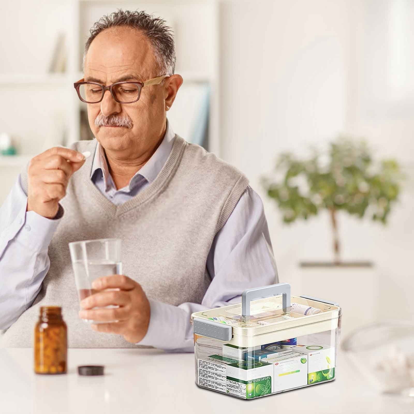 pstuiky Multi-Layer Medicine Storage Box Transparent Large Capacity Organizer Portable Durable Household First Aid Kit Medicine & Medical Supplies Organizer Home Clinic & Emergency Use