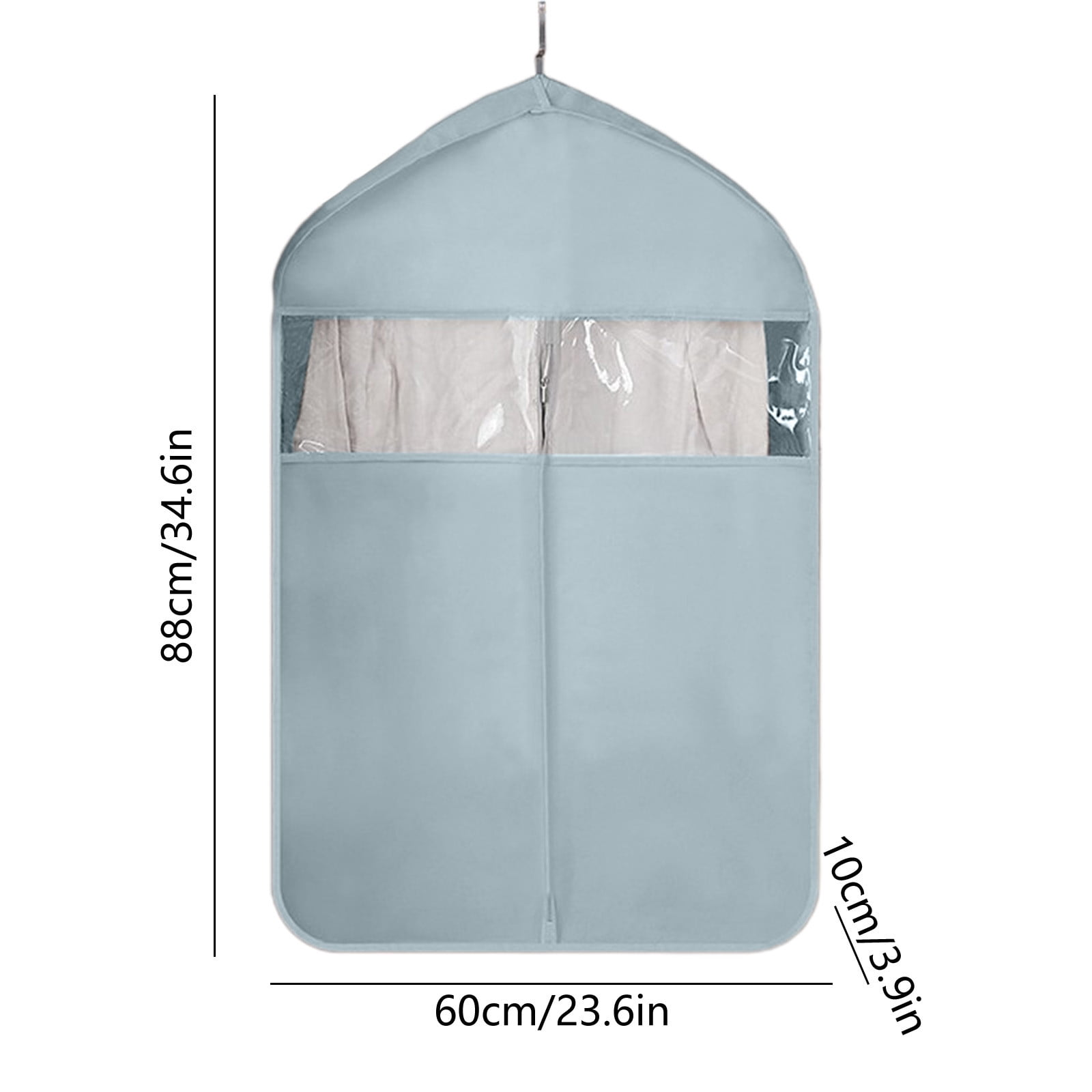 Weloille Garment Bag for Travel and Storage with Transparent Window, Foldable Waterproof Paper Material, for Hanging Clothes Coats Jackets Shirts, Gray Pink Blue