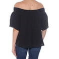 thumbnail image 3 of RACHEL ROY $79 Womens New 1211 Black Ruched Off Shoulder Short Sleeve Top M B+B, 3 of 3