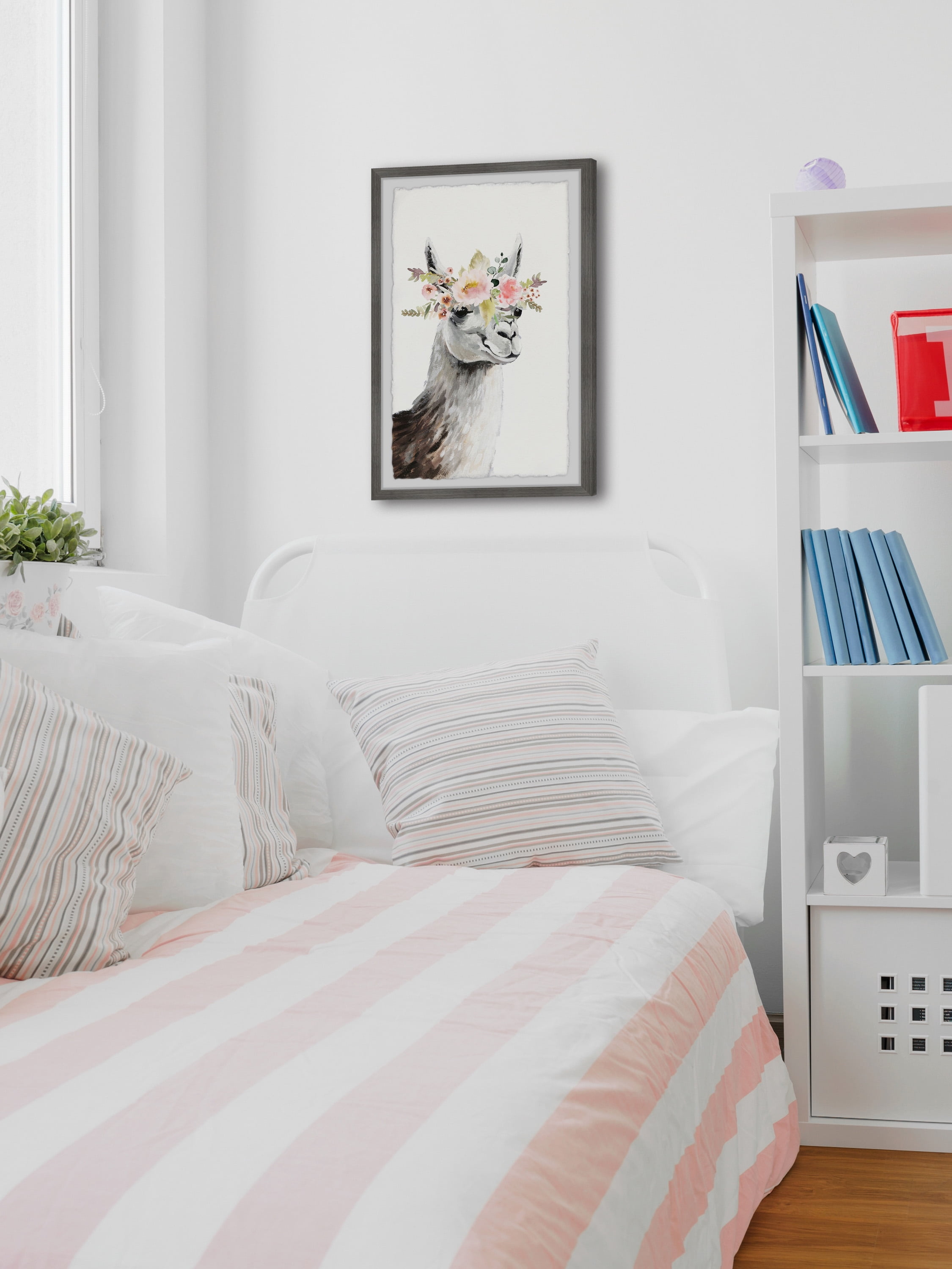 Marmont Hill Floral Crowned Side View Llama Framed Wall Art