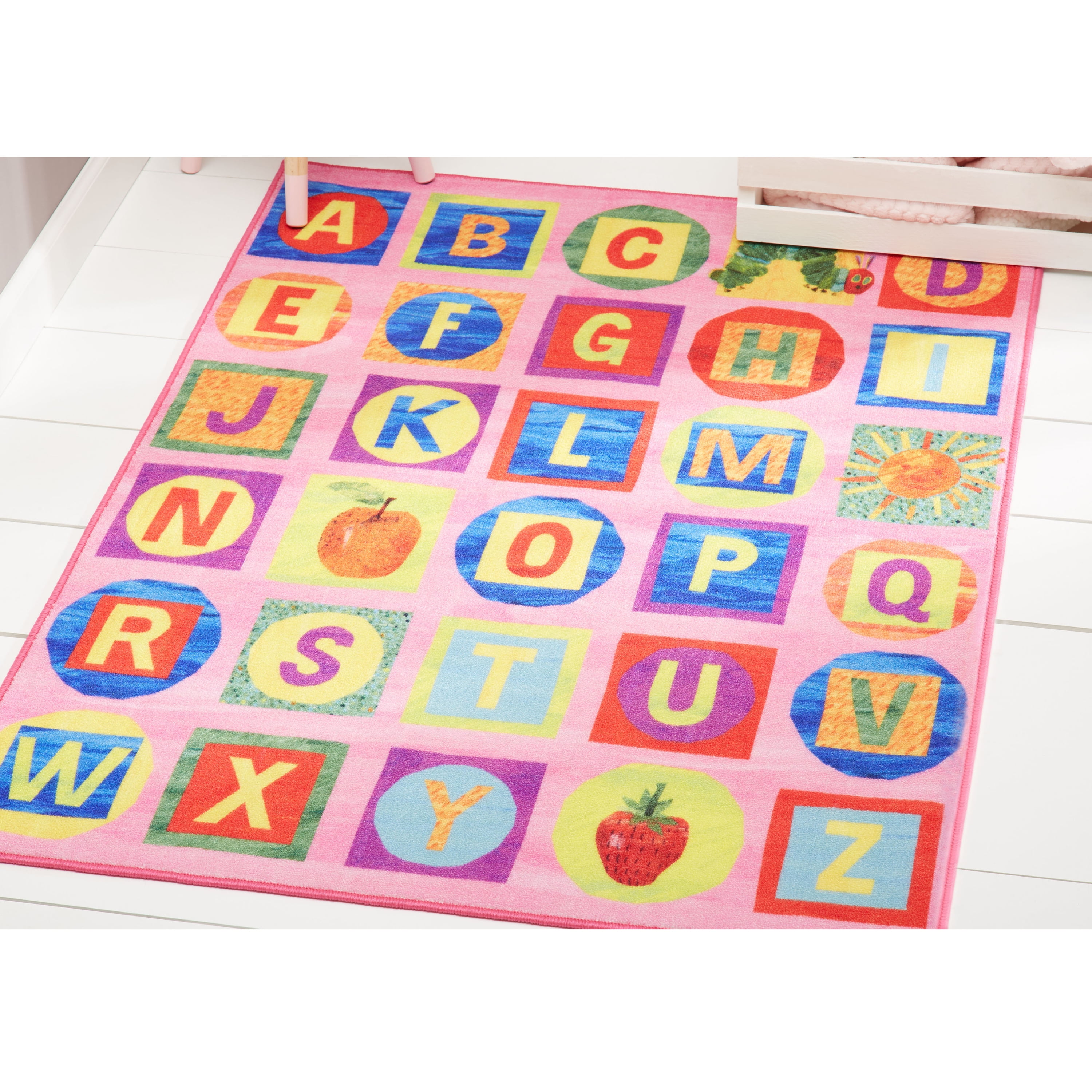 Eric Carle Elementary Pink Alphabet Blocks Area Rug ...