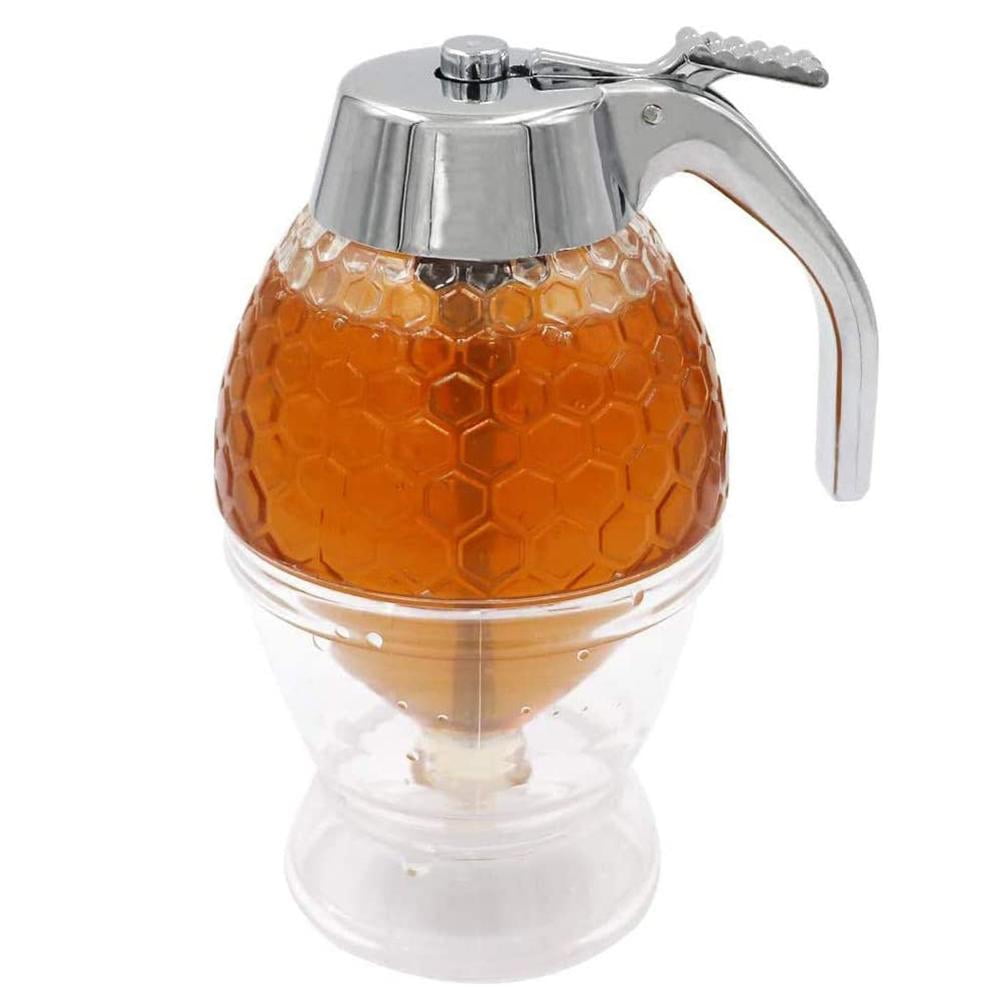 Honey Dispenser Portable Acrylic Honey Jar Container Honey Comb Shaped