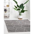 thumbnail image 2 of Unique Loom 3151526 4 x 4 ft. Geometric Trellis Frieze Square Rug, Light Gray, 2 of 15
