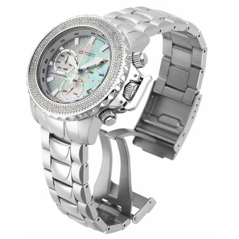 Invicta Men s 16256 Subaqua Reserve Diamond Accented Bezel MOP Dial Steel Bracelet Chronograph Dive Watch Walmart