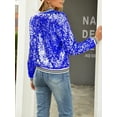 thumbnail image 3 of Cenuakty Women Zip up Jacket Casual Shiny Sequins Lightweight Long Sleeve Cardigan for Fall Clothes Outwear Streetwear, 3 of 4