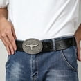 thumbnail image 2 of Ceisia Men Tooled Floral Embossed Leather Western Belt Longhorn Bull Skull Oval Buckle Vintage Cowboy Style Jean Waist Strap Gift, 2 of 6