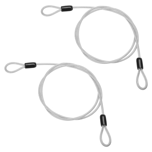 5/32" Dia Vinyl Coated Stainless Steel Cable with Loops, 2 Pcs 3 ft (39") Lock for Outdoor Stage Lighting, Clear