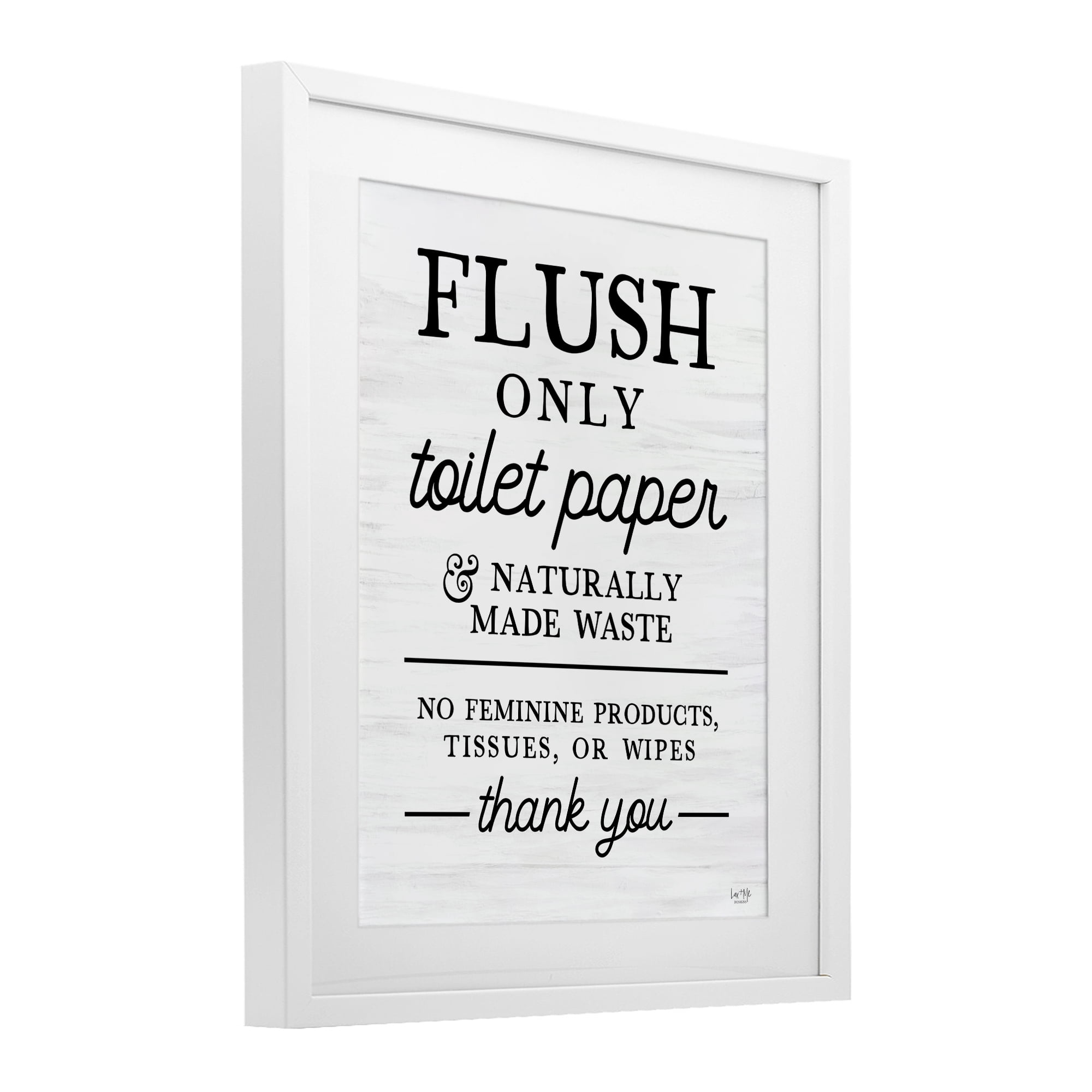 Stupell Industries Flush Only Toilet Paper Rules White Framed Print Under Glass, design by Lux + Me Designs