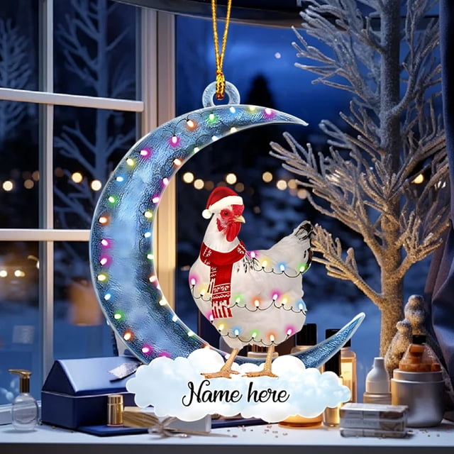 Adornos navideños, adornos navideños, regalos navideños Lindo gallinero granja acrílico 2D plano árbol de Navidad decoración colgante decoración navideña regalo colgante pollo acrílico colgante