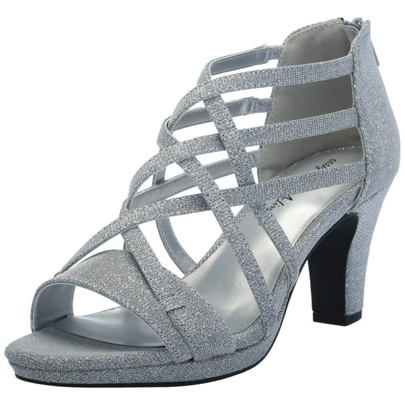 Sandalia con tacón Easy Street Bee para mujer, plateada, purpurina, 12 pulgadas