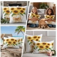 thumbnail image 5 of Sunflower Outdoor Waterproof Pillow Covers, Seasonal Yellow Botanical Blooms Bow Plaid Decorative Square Throw Pillowcase Sofa Cushion Sham for Patio/Couch/Chair, 24"x24" 2 Pack, 5 of 8